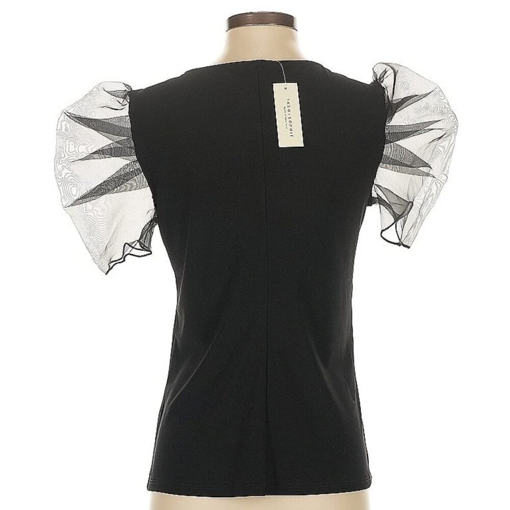 Tash + Sophie Black BLACK CHIFFON PUFF SLEEVE TOP - Picture 4 of 11